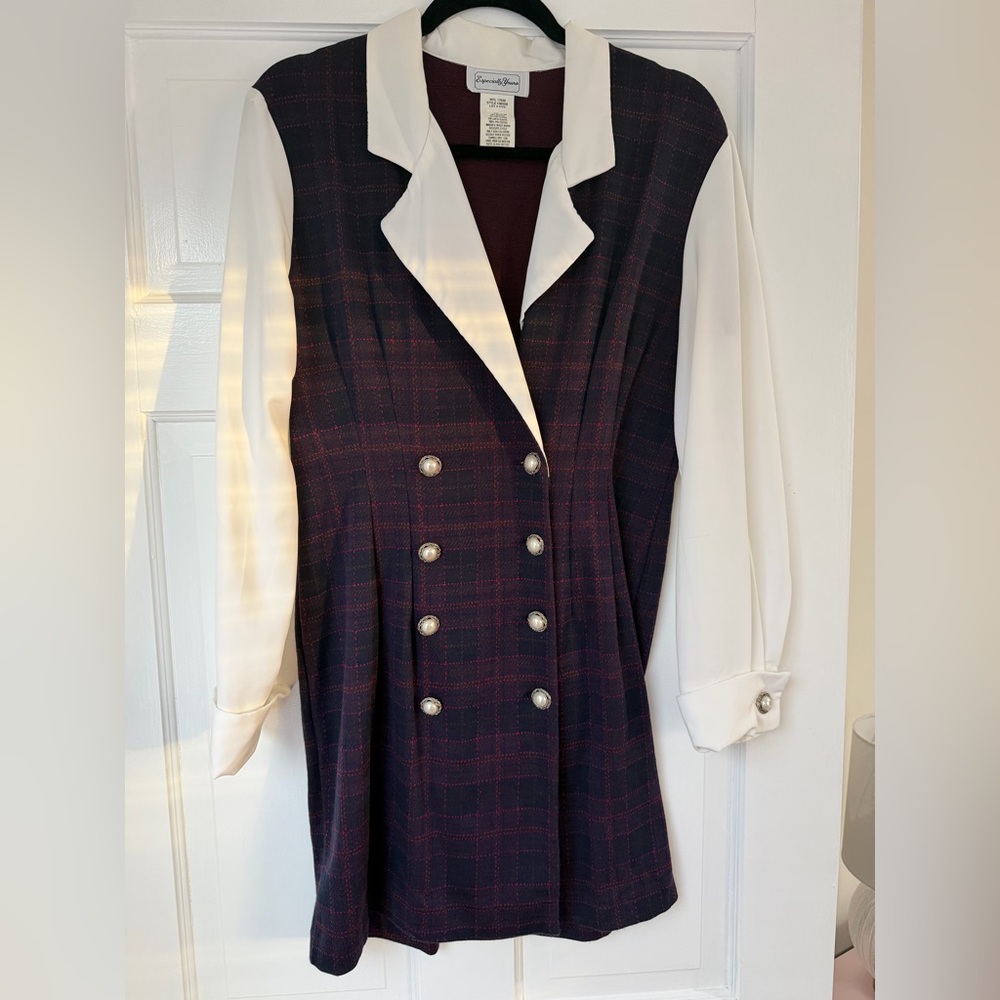 Vintage 80s dress in plaid design size medium